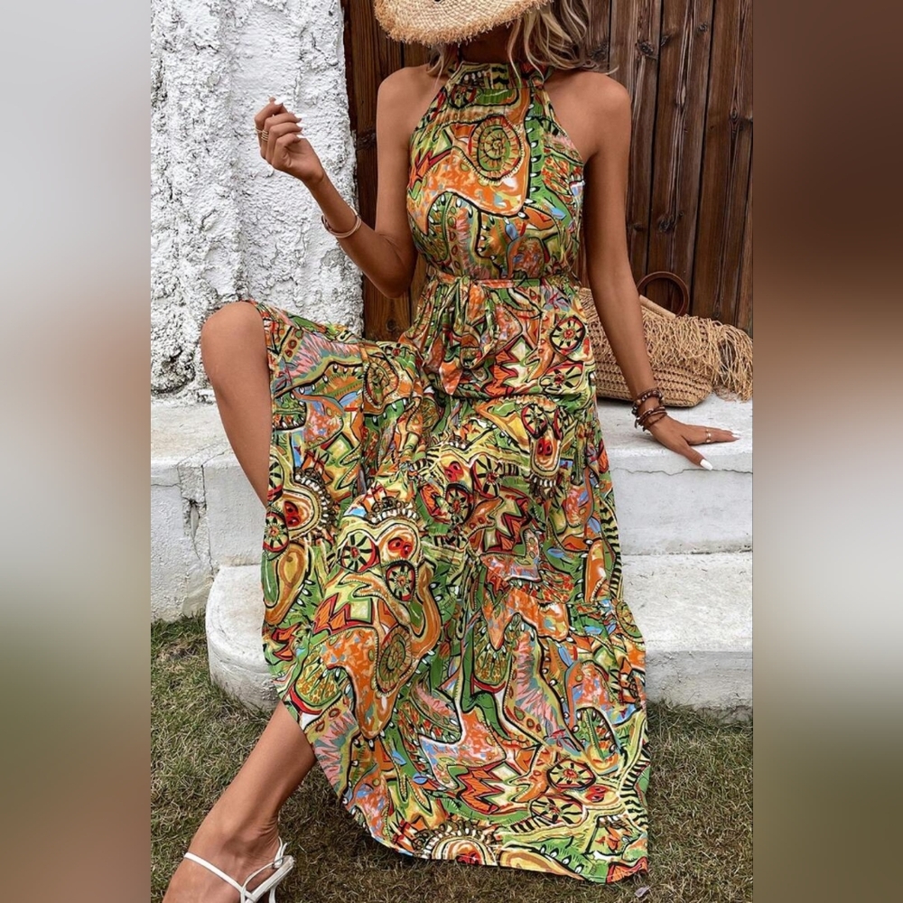 Colorful Patterned Maxi Dress - Picture 2 of 7